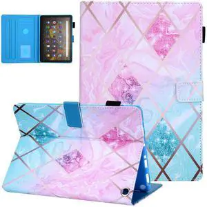 Dteck Case for All-New Fire HD 10 & HD 10 Plus Tablet (2021 Release, 11th Generation) - Slim Multi-Angle Folio Stand Premium PU Leather Protective Smart Cover with Auto Wake Sleep, Pink Green