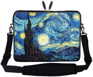 Meffort Inc 17 17.3 inch Neoprene Laptop Sleeve Bag Carrying Case with Hidden Handle and Adjustable Shoulder Strap - The Starring Night