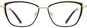 TIJN Stylish Cateye Metal Blue Light Blocking Glasses Lightweight Eyeglasses for Women Men(Ginevra)
