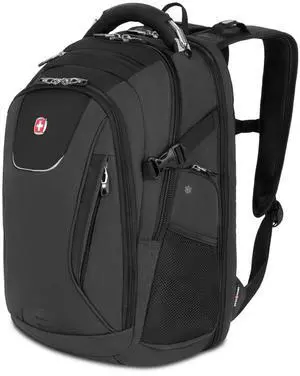 SwissGear Travel Tech Elite Laptop Backpack - Fits Laptops up to 16" - ScanSmart TSA-Friendly Backpack with USB Port, Shoe Compartment & Organizer Pockets - Heather Grey
