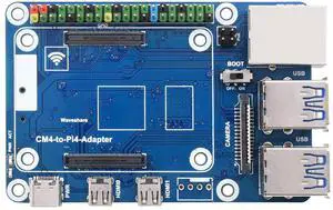 Waveshare CM4 to Pi 4B Adapter - Compatible with Raspberry Pi 4B, CM4 Lite/eMMC series boards - USB 3.0, Ethernet - Linux