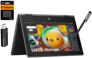 HP Chromebook Pro X360 Fortis 11 2-in-1 Laptop (11.6" Touchscreen, Intel Processor, 8GB RAM, 128GB Storage), Ruggedized & Spill-Resistant, Convertible, Students & Education, Webcam, Chrome OS, Black