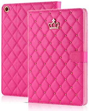Topwin Cute Crown Case for iPad 10.2 2021/2020/2019,iPad 9th/8th/7th Gen Case Bling Diamond Elegant PU Leather Smart Auto Sleep/Wake Stand Shockproof Girly for Apple iPad 7/8/9 10.2 inch(Rose Red)