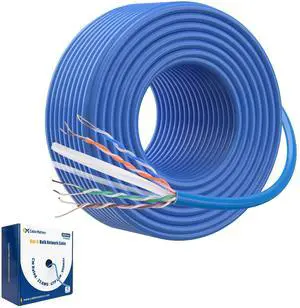 Cable Matters [UL Listed] 10Gbps in-Wall (CM) Rated 23AWG Bare Copper Cat 6 Cable - 300ft, Solid, UTP Cat6 Bulk Ethernet Cable, Cat6 Ethernet Cord, Blue