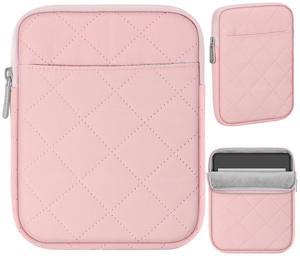 MoKo 6-7 inch Kindle Sleeve Compatible with 7" KindleColorsoft 2024, 6.8" Paperwhite 2021, 6" Kindle (11th Generation) 2022,Padded Bag with Dual Pockets & Pen Holder, Tucked Cotton Pink