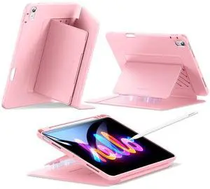 ESR for iPad Air 11 Inch Case M3/M2 (2025/2024), iPad Air 5th/4th Gen (2022/2020), Vertical Stand Cover, Multi Stand Angles, Ultra-Stable Case with Pencil Holder, Flip Series, Pink