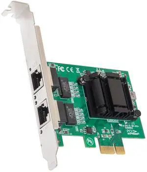IO CREST 2 Port Gigabit Ethernet PCI-e x1 Network Card Intel 82571 Chipset, (SY-PEX24074)