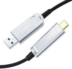 huaham USB A to C Fiber Optic Cable 50FT, 10Gbps USB 3.2 Gen2 Type C Cable Long Distance USB C Cable Compatible with Microsoft Azure Logitech Camera VR Touch Screen Laptop Kinect Intel RealSense