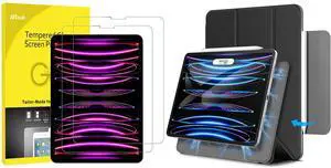 JETech iPad Pro 11-Inch, iPad Air 5/4 2022/2020 10.9-Inch Screen Protector and Magnetic Case Bundle