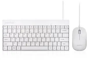 Perixx PERIDUO-212W, Wired Mini Keyboard and Mouse Set, USB Connection, White, US English Layout