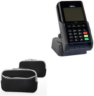 BoxWave Case Compatible with Ingenico iSMP4 - SoftSuit with Pocket, Soft Pouch Neoprene Cover Sleeve Zipper Pocket - Jet Black with Grey Trim
