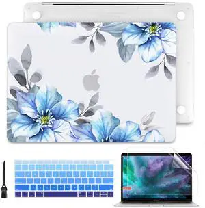 Batianda Case for MacBook Air 13 Inch M1 2020 2019 2018 Release Model A2337 A2179 A1932 with Retina & Touch ID, Floral Series Hard Shell Cover with Keyboard Cover & Screen Protector,Hibiscus Flower
