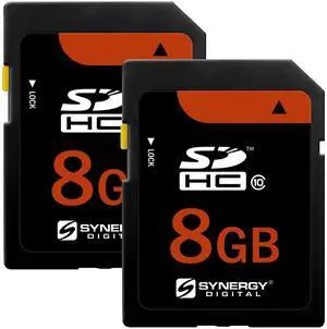 Synergy Digital 8GB Secure Digital SDHC UHS-I Memory Card, Compatible with Sony DSC-W570 Digital Camera, Class 10, U1, 20MB/s, 300 Series - Pack of 2