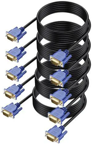 UVOOI VGA to VGA Cable 6FT 5-Pack, VGA Cord Monitor Cable HD15 (SVGA) for Computer, Laptop, Projector, TV
