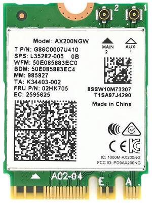 WiFi 6 Dual Band Adapter for Intel AX200 | M.2 Interface 802.11ax for PCs | Up to 2.4 Gbps | Bluetooth 5.2 Enabled | Compatible with Most Systems | AX200NGW No vPro (AX200)
