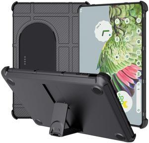 Case and Travel Cover for Google Pixel Tablet (2023), Nakedcellphone Special Ops Rugged Shield and Hard Shell View Stand Companion - Black Carbon Fiber Design