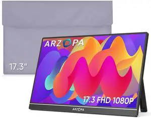 ARZOPA Portable 17.3'' 1080P FHD Laptop Monitor & PU Sleeve Bag Combination