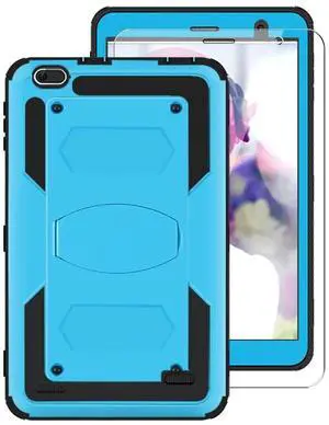 Mignova for NUU Tab 8 Tablet T0801L T0802L Gateway Tab 8" Case FOXXD T8 Sunshine T1 Elite Shockproof Rugged Hard Back Case + Tempered Glass Screen Protector Film for FANGOR F-863 (Blue/1 Pcs)