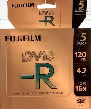 Fujifilm Media 25302947 DVD-R 4.7 GB 120 Minutes 16X Storage Media - 5 Pack