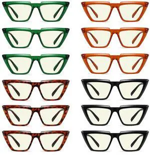 Eyekepper 12 Pack Blue Light Blocking Reading Glasses Funky Cat-Eye Computer Readers for Women +1.75