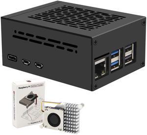 Geekworm P579-V2 PCIe Metal Case with Official Pi 5 Active Cooler for Raspberry Pi 5 Support X1001/X1004/X1003/X1015/X1000/M901 Top PCIe to NVMe Adapter