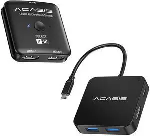 ACASIS Multi-Port USB Type-C Hub & HDMI Switch Splitter 4K@60hz HDMI, Power Delivery 100 W | 3 USB 3.0 Port | 1 Type-C 3.0 Port | USB Splitter Adapter for MacBook, Mac Mini, XPS, Laptop (0.5FT)