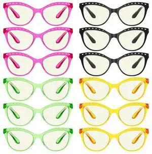 Eyekepper 12 Pack Blue Light Blocking Reading Glasses Cat-Eye Rhinestone Computer Readers for Women +1.50