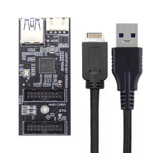xiwai Dual Ports USB 3.0 19/20Pin Female Header Splitter to Type-E Cable or 19/20Pin PCBA Type Adapter Splitter HUB 5Gbps