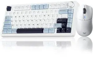 AULA Wireless Keyboard Combo, F75 75% Mechanical Keyboard, Hot Swappable, Gaming Mouse SC580, White