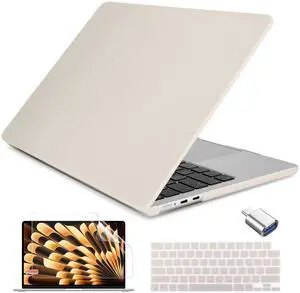 Batianda Compatible for New MacBook Air 15 inch Case 2025 M4 2024 M3 2023 M2 Chip Version, Rubberized Smooth Touch Plastic Protective Hard Shell with Screen Protector Keyboard Cover, Rock Grey