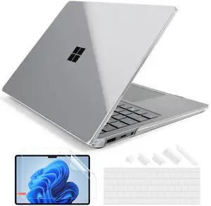 Batianda Premium Protective Case for 15" Touch Screen Microsoft Surface Laptop 5 4 3 - Clear Slim Design with Superior Impact Resistance & Keyboard Cover & Screen Protector, Crystal Clear