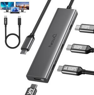 USB C Video Hub for Dual Monitor, USB-C PD Monitor, Thunderbolt Splitter for Desktop Display or Portable Screen, Dual 4K@30-60Hz, 10Gbps*4 Ports, PD 100W,Docking Station Dual Monitor with Video Cable