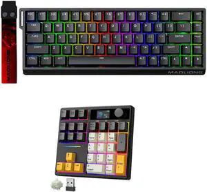 BOYI mad68 Magnetic Keyboard+TD31Pro Numpad RGB HotSwap Numpad with Screen&Knob,PBT Keycaps Rechargeable Gasket Number keypad for PC Laptop Desktop