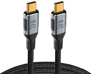 xiwai USB-C USB4 Cable 240W 40Gbps USB3.1 100W 8K@60Hz 5K USB4.0 Data Transfer Cord Compatible with Thunderbolt3/4 1.0M