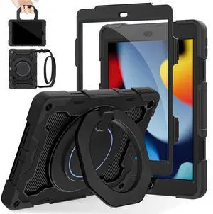 ROISKIN Kids Case for iPad 9th 8th 7th Generation 10.2 inch (2021 2020 2019)[(15ft Drop Protection)]  360 Rotating Kickstand Shoulder Strap Hand Grip Pencil Holder Kids Case for iPad 10.2 inch