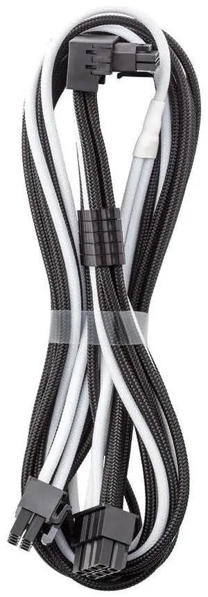 CableMod E-Series Pro ModMesh Sleeved 12V-2x6 12VHPWR 90° StealthSense PCIe Cable for EVGA G/G+ / P/P+ / T - Variant B (Black + White, 16-pin to Dual 8-pin, 60cm)