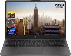 HP 255 G10 15.6" FHD Business Laptop, AMD Ryzen 7 7730U, 16GB RAM, 1TB PCIe SSD, Numeric Keypad, Webcam, Wi-Fi 6, HDMI, Windows 11 Pro, Black