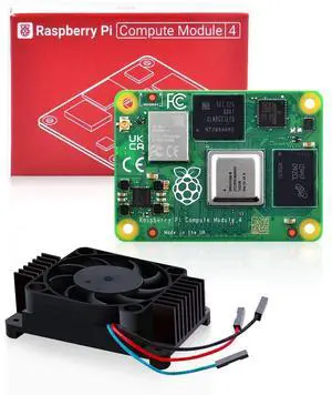 Raspberry Pi Compute Module 4 with CM4 heatsink PWM Fan, CM4 4GB RAM 0GB (Lite) Single Board 64-Bit Quad-Core Processor Bluetooth 5.0 Dual-Band WiFi (CM4104000)