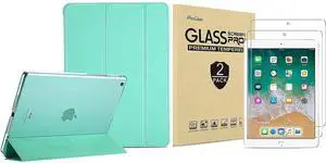 ProCase iPad 9.7 2018 & 2017 Mint Slim Hard Shell Case Bundle with 2 Pack iPad 9.7 2018 & 2017 / iPad Pro 9.7 / iPad Air 2 / iPad Air Tempered Glass Screen Protectors