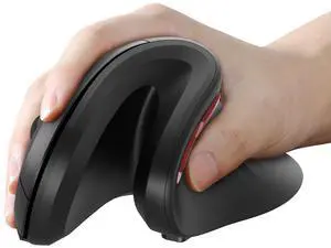seenda Ergonomic Vertical Mouse with Jiggler - Bluetooth + 2.4G USB Multi Device, Wireless Ergo Mice, Jiggler Mouse Mover for Laptop/PC/Notebook, Computer Mice for Windows, Mac OS (Black)