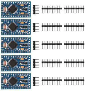 AITRIP 5 Pack PRO Mini Atmega328P-AU 5V/16MHz Development Board Microcontroller Bootloadered with Pin Headers for Arduino (5pcs)