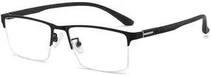 ANRRI Blue Light Glasses for Men Semi Rimless Glasses Lightweight Metal Frame Computer Gaming UV Blocking Black Eyewear