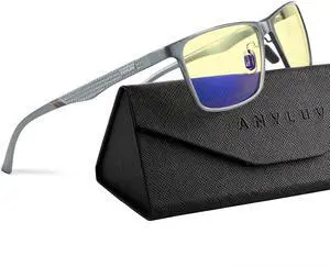 ANYLUV Blue Light Glasses Men/Women, Al-Mg Metal Computer Blue Light Blocking Glasses, Relieve Eyestrain and Eye Protection