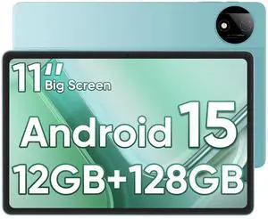 Tablet, Android 15 Tablet with 11 inch LCD Display, 12GB RAM + 128GB Storage 1TB Expand, T7200 Octa-Core Processors, 8000mAh, Widevine L1, GPS, Dual Camera, WiFi 5, BT5.0 (Blue)