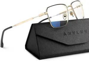 ANYLUV Blue Light Glasses Men Woman, Lightweight Metal Computer Gaming Glasses, Anti Eyestrain Blocking Eyeglasses