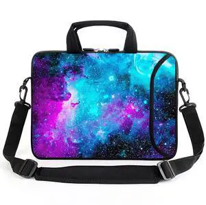 AMARY 15.4" 15.6" laptop sleeve adjustable shoulder strap with handle accessory pocket for men women (Galaxy)