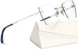 ANYLUV Rimless Blue Light Glasses for Woman, Anti Eyestrain Computer Reading Glasses, Stylish Blue Light Blocking Glasses