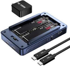 ANYOYO 40Gbps M.2 NVMe SSD Enclosure With Cooling Fan Dual-Bay SSD Enclosure Compatible Thunderbolt 3/4/USB 4.0 Support Dual Monitor 4K@60Hz Software RAID 2*USB C 40Gbps Support Macbook pro/Air /M1/M2
