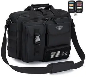 BAGZY Tactical Messenger Bag for Men Tactical Briefcase Flight Bags for Pilots Waterproof Laptop Bag 14 Inch Professional Oxford Work Bags for Teacher Business Office Travel Police Duty Black