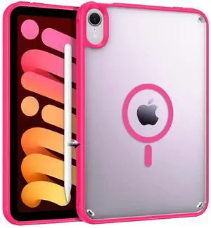 BENTOBEN for iPad Mini7 (A17 Pro) Case, iPad mini 7th /6th Generation Magnetic Case (2024/2021), Translucent Matte Back Shock and Drop Protection Cover for iPad mini7/Mini6 8.3", Hot Pink